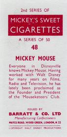 1957 Barratt Walt Disney Characters 2nd Series #48 Mickey Mouse Back