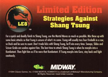 1994 Classic Mortal Kombat Series 1 - Limited Edition Vs. #LE8 Strategies Against Shang Tsung Back