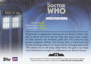 2015 Topps Doctor Who #72 Haemovore Back