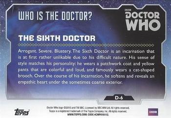 2015 Topps Doctor Who - Who is the Doctor? #D-6 The Sixth Doctor Back