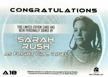 2006 Rittenhouse Battlestar Galactica: Colonial Warriors - Autographs #A18 Sarah Rush Back