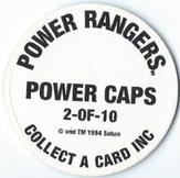 1994 Collect-A-Card Mighty Morphin Power Rangers (Hobby) - Power Caps #2 Sabertooth Tiger Power Morpher Back