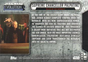 2016 Topps Star Wars Evolution #48 Supreme Chancellor Palpatine Back