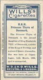 1908 Wills's European Royalty #80 Princess Thrya of Denmark Back