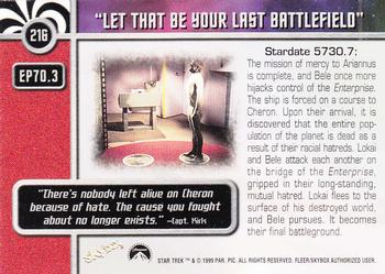 1999 SkyBox Star Trek The Original Series 3 #216 EP 70:3  Let That Be Your Last Battlefield Back