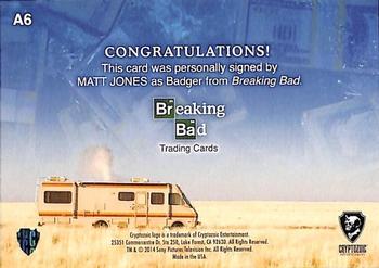 2014 Cryptozoic Breaking Bad Seasons 1 - 5 - Autographs #A6 Matt Jones Back
