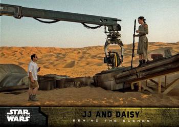 2015 Topps Star Wars: The Force Awakens - Behind The Scenes #4 J.J. and Daisy Front