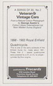 1970 Trucards Veteran & Vintage Cars #2 1989-1902 Royal Enfield Quadricycle Back