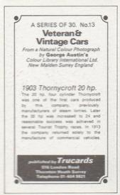 1970 Trucards Veteran & Vintage Cars #13 1903 Thornycroft 20hp Back