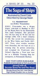 1970 Brooke Bond The Saga of Ships #22 T.S. Foudroyant (ex-H.M.S. Trincomalee) Back