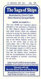 1970 Brooke Bond The Saga of Ships #50 Queen Elizabeth 2 Back