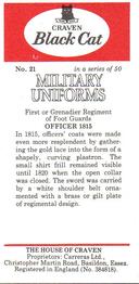 1976 Craven Black Cat Military Uniforms #21 Officer 1815 Back