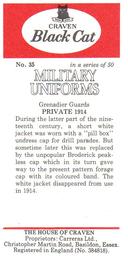 1976 Craven Black Cat Military Uniforms #35 Private 1914 Back