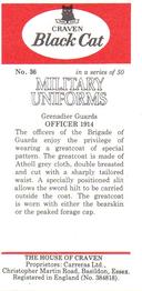 1976 Craven Black Cat Military Uniforms #36 Officer 1914 Back