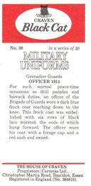 1976 Craven Black Cat Military Uniforms #38 Officer 1914 Back