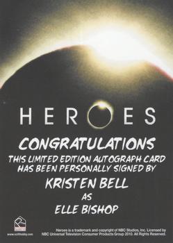 2010 Rittenhouse Heroes Archives - Autographs #NNO Kristen Bell Back