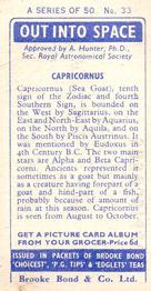 1958 Brooke Bond Out Into Space (Issued In) #33 Capricornus Back