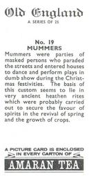 1969 Amaran Tea Old England #19 Mummers Back