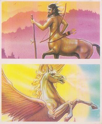 1994 Brooke Bond Creatures of Legend (Double Cards) #1-2 Pegasus / Centaurs Front