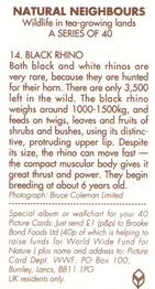 1992 Brooke Bond Natural Neighbours #14 Black Rhino Back