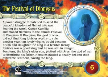 2001 Rittenhouse Hercules: The Complete Journeys #6 The Festival of Dionysus Back