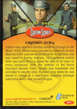 2001 Cards Inc. Captain Scarlet #24 Captain Grey Back
