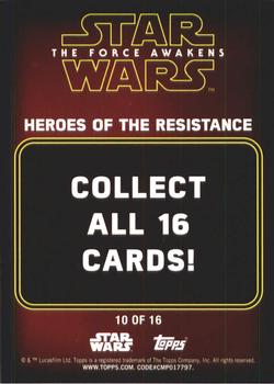 2016 Topps Star Wars The Force Awakens Series 2 - Heroes of the Resistance #10 Major Brance Back