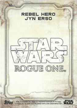 2016 Topps Star Wars Rogue One Series 1 #46 Rebel Hero Jyn Erso Back