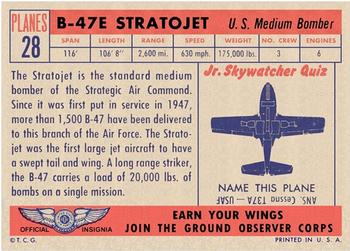 1957 Topps Planes (R707-2) - Red Back #28 B-47E Stratojet Back