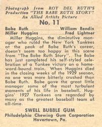 1948 Swell Babe Ruth Story #11 Babe Ruth / Miller Huggins Back