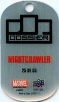 2015 Upper Deck Marvel Dossier - Dog Tags #25 Nightcrawler Back
