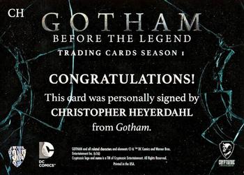 2016 Cryptozoic Gotham Season 1 - Autograph #CH Christopher Heyerdahl Back