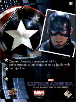 2014 Upper Deck Captain America The Winter Soldier #15 Captain America summons all of his concentration a Back
