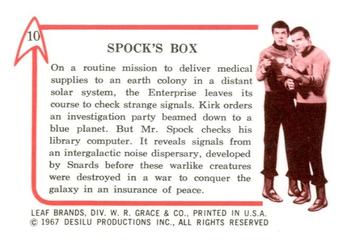 1967 Leaf Star Trek #10 Spock's Box Back