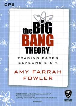 2016 Cryptozoic The Big Bang Theory Seasons 6 & 7 - Circular Portraits #CP6 Amy Farrah Fowler Back