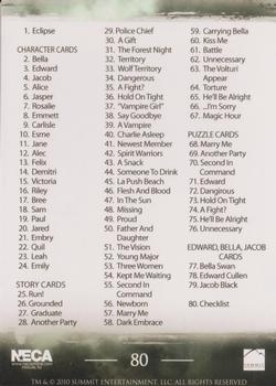 2010 NECA Twilight Eclipse Series 1 #80 Checklist Back