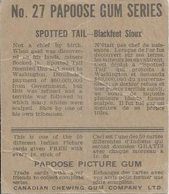 1934 Papoose Gum Indians (V254) #27 Spotted Tail Back