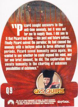 2000 SkyBox Star Trek The Next Generation Profiles - Q's Quips Cards Die Cut #Q9 All Good Things, Part II Back