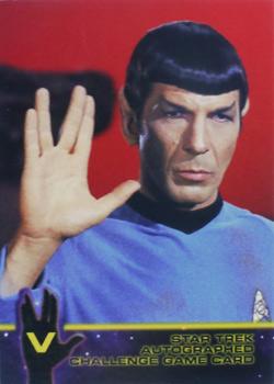 1998 SkyBox Star Trek The Original Series 2 - Autograph Challenge #V Spock's Vulcan Greeting Front