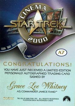 2000 SkyBox Star Trek Cinema 2000 - Autographs #A7 Grace Lee Whitney Back