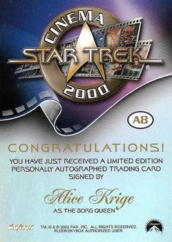 2000 SkyBox Star Trek Cinema 2000 - Autographs #A8 Alice Krige Back