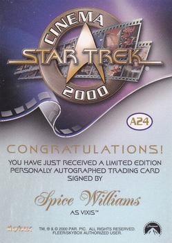 2000 SkyBox Star Trek Cinema 2000 - Autographs #A24 Spice Williams Back