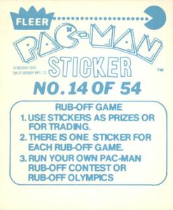1980 Fleer Pac-Man Stickers & Rub-Offs #14 PAC-MAN FOR CHALLENGE CALL _________ Back