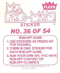 1981 Fleer Ms. Pac-Man Stickers #36 How much do you love me / Oh...about 25 cents worth Back
