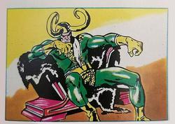 1984 Leaf Marvel Super Heroes Secret Wars Stickers #135 Loki Front