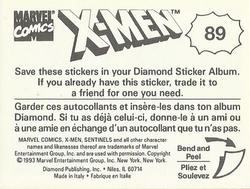 1993 Diamond X-Men Animated Series Stickers #89 NA Back