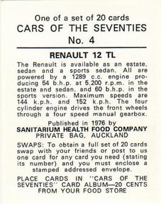 1976 Sanitarium Cars Of The Seventies (NZ Release) #4 Renault 12 TL Back