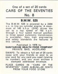 1976 Sanitarium Cars Of The Seventies (NZ Release) #8 B.M.W. 525 Back