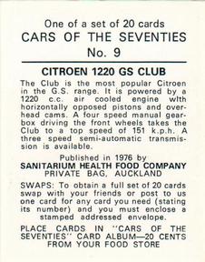 1976 Sanitarium Cars Of The Seventies (NZ Release) #9 Citroen 1220 GS Club Back