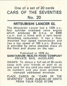 1976 Sanitarium Cars Of The Seventies (NZ Release) #20 Mitsubishi Lancer GL Back